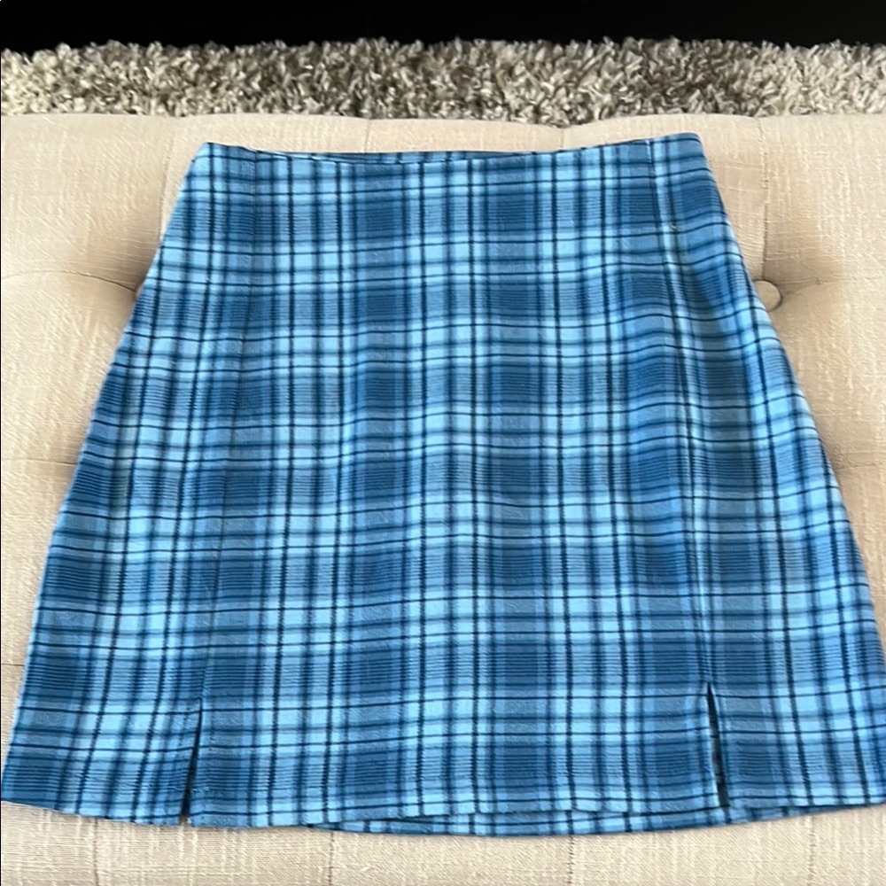 Brandy Melville Blue A-Line Mini Skirt with Slit. New Never Worn